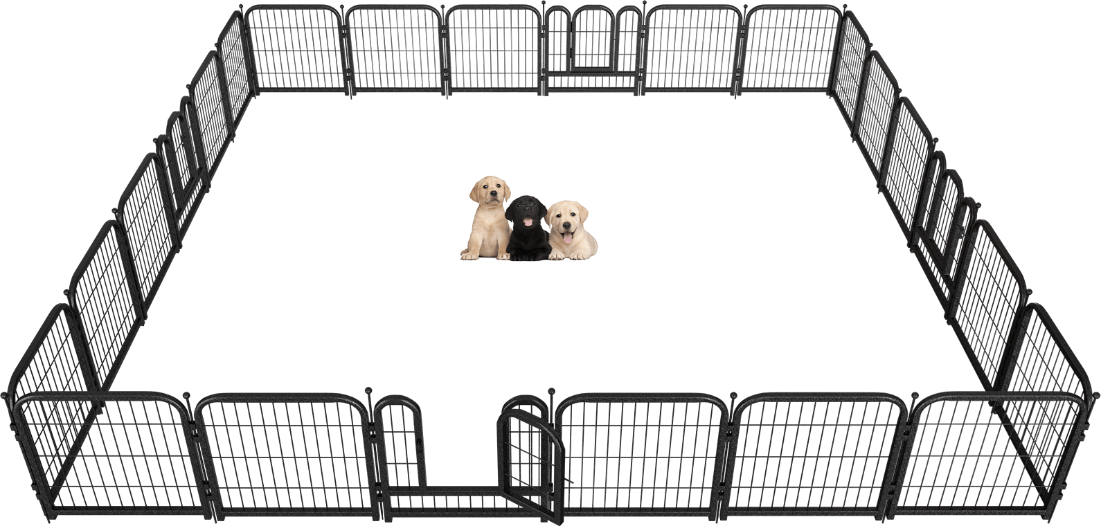 Metal Dog Playpen, 45 Inch Height 16 Panels, Large Dog Fence for Large/Medium/Small Dogs Indoor & Outdoor Bliss, Perfect Dog Pen for Camping, Yard, and RV | Black - Silver - Petorldog