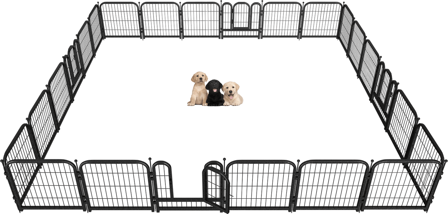 Metal Dog Playpen, 45 Inch Height 16 Panels, Large Dog Fence for Large/Medium/Small Dogs Indoor & Outdoor Bliss, Perfect Dog Pen for Camping, Yard, and RV | Black - Silver - Petorldog