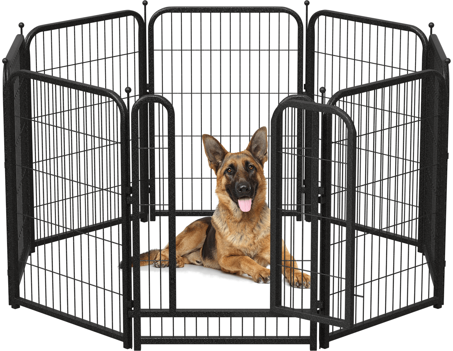 Metal Dog Playpen, 45 Inch Height 16 Panels, Large Dog Fence for Large/Medium/Small Dogs Indoor & Outdoor Bliss, Perfect Dog Pen for Camping, Yard, and RV | Black - Silver - Petorldog
