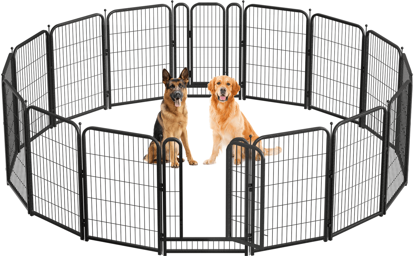Metal Dog Playpen, 45 Inch Height 16 Panels, Large Dog Fence for Large/Medium/Small Dogs Indoor & Outdoor Bliss, Perfect Dog Pen for Camping, Yard, and RV | Black - Silver - Petorldog