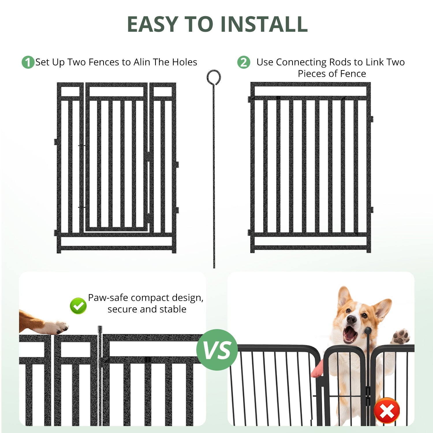 Petorldog 40" Metal Dog Playpen – 8 Panels, Foldable Exercise Pen, Indoor/Outdoor Kennel for Small/Large Dogs - Petorldog