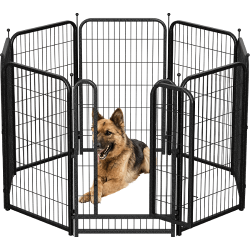 Petorldog 45" Metal Dog Playpen – 8 Panels, Indoor/Outdoor Dog Fence for Small/Medium/Large Dogs | Black - Silver, Perfect for Camping & Yard - Petorldog