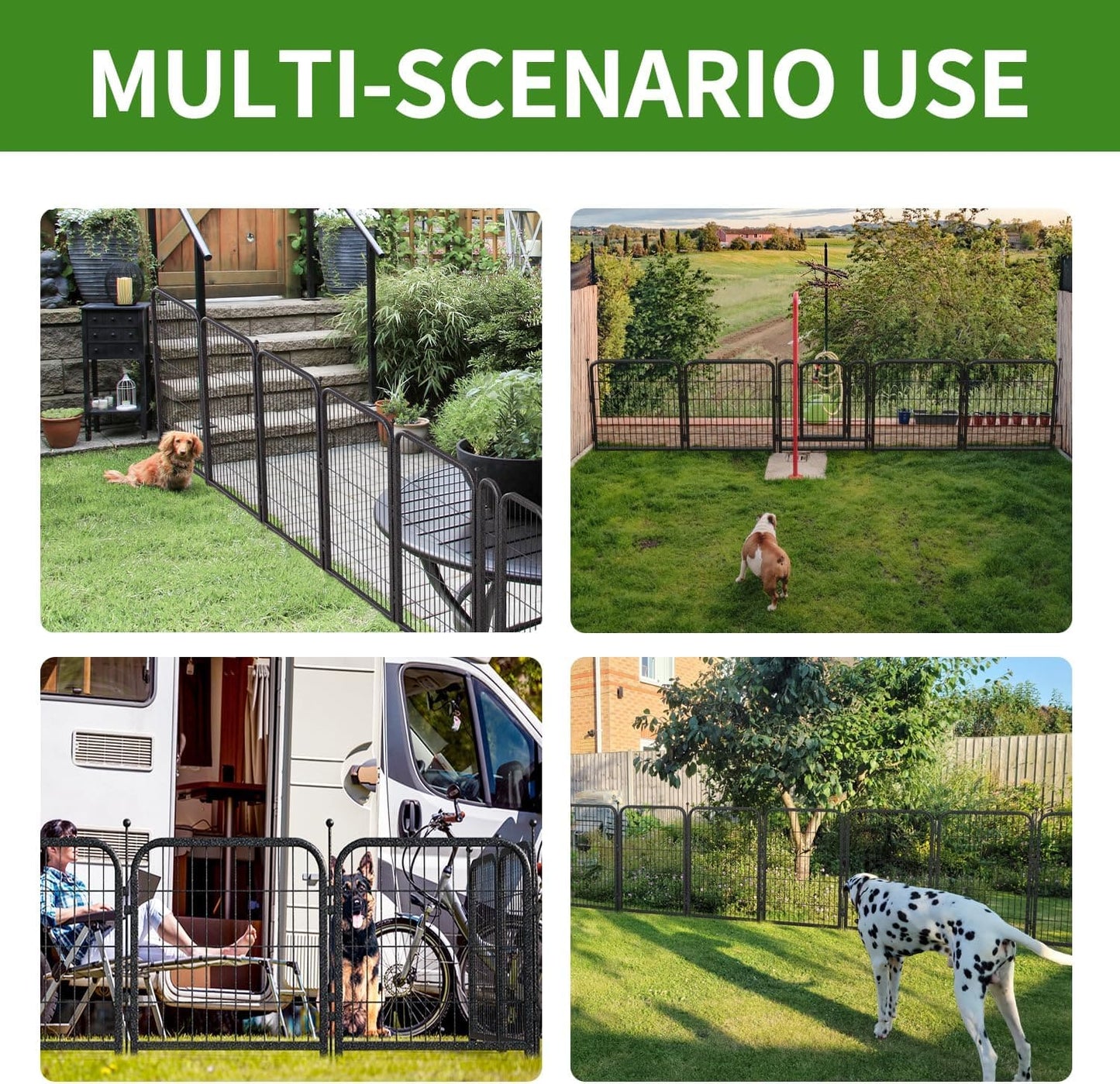 Petorldog Decorative Metal Garden Fence – Rustproof No - Dig Outdoor Barrier | Wire Animal Fence for Yard, Patio & Flower Beds | Black & Silver - Petorldog