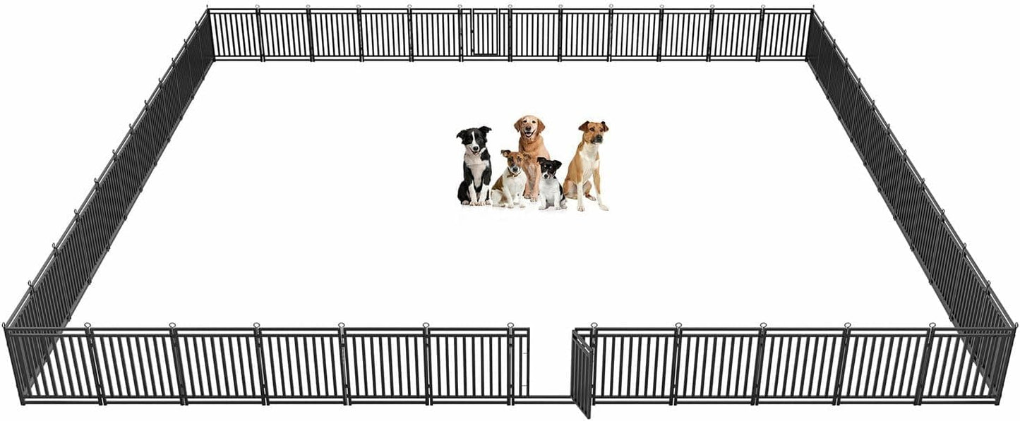 Petorldog Dog Playpen, Foldable Metal Exercise Pen for Small/Medium/Large Dogs – Available in 32" & 40" Heights, 8/16/24/32 Panels, for Yard, Camping & RV (Black - Silver) - Petorldog