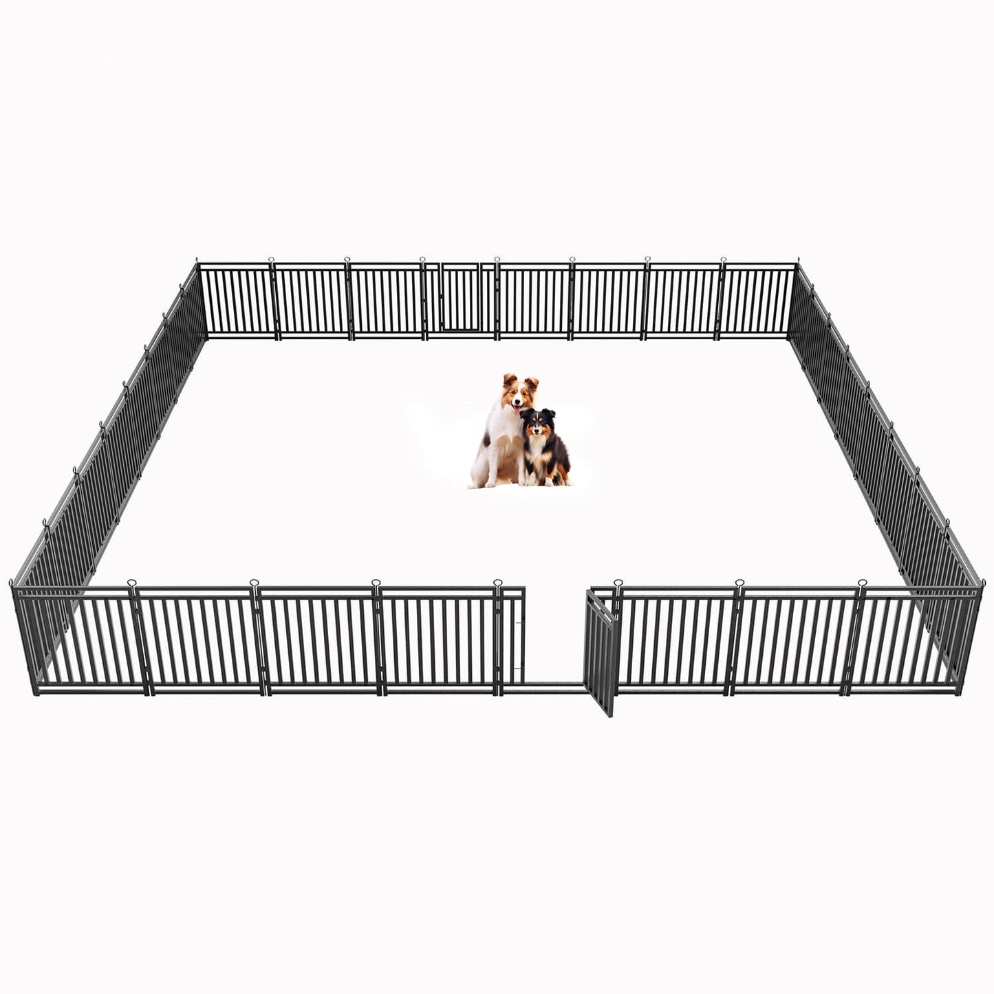 Petorldog Dog Playpen, Foldable Metal Exercise Pen for Small/Medium/Large Dogs – Available in 32" & 40" Heights, 8/16/24/32 Panels, for Yard, Camping & RV (Black - Silver) - Petorldog