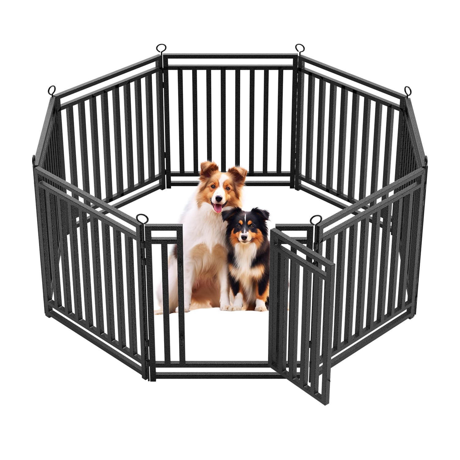 Petorldog Dog Playpen, Foldable Metal Exercise Pen for Small/Medium/Large Dogs – Available in 32" & 40" Heights, 8/16/24/32 Panels, for Yard, Camping & RV (Black - Silver) - Petorldog