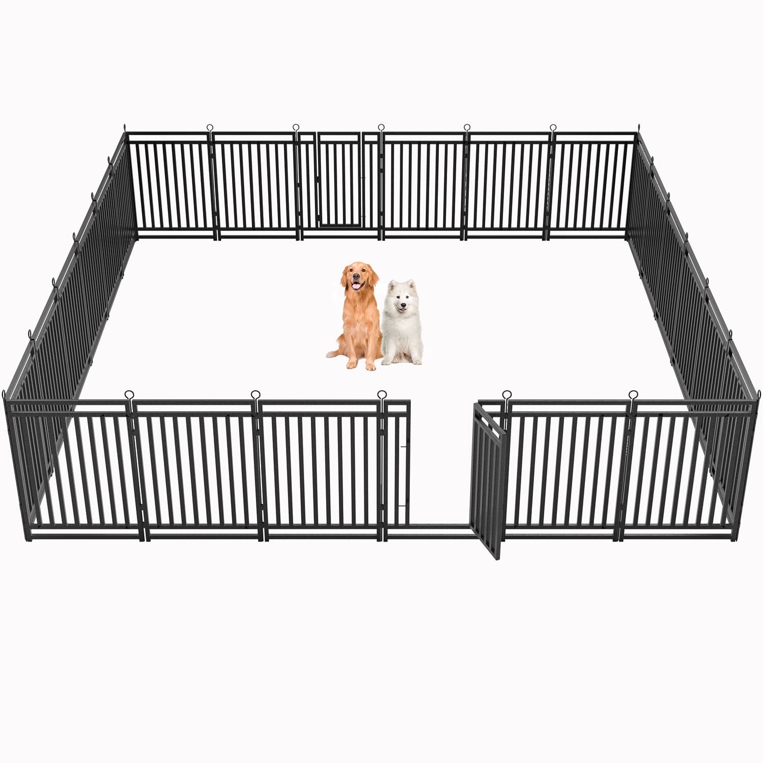 Petorldog Dog Playpen, Foldable Metal Exercise Pen for Small/Medium/Large Dogs – Available in 32" & 40" Heights, 8/16/24/32 Panels, for Yard, Camping & RV (Black - Silver) - Petorldog