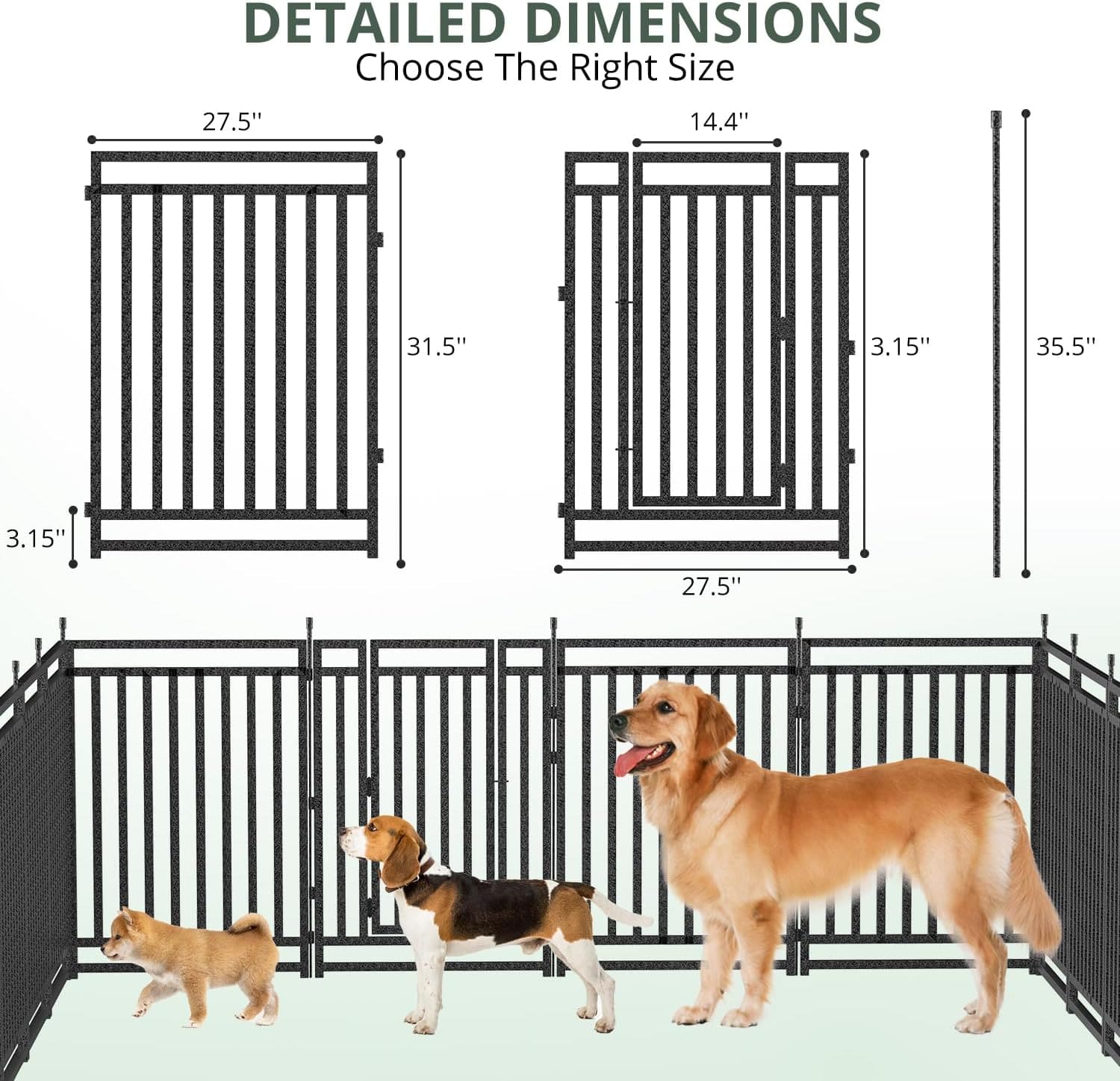 Petorldog Dog Playpen,32"/40" H, 8/16/24/32 Panels,Foldable Metal dog fence outdoor for yard,Camping & RV (Black/Silver) - Petorldog
