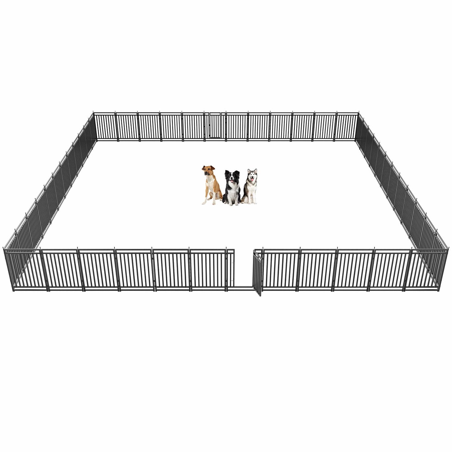 Petorldog Dog Playpen,32"/40" H, 8/16/24/32 Panels,Foldable Metal dog fence outdoor for yard,Camping & RV (Black/Silver) - Petorldog