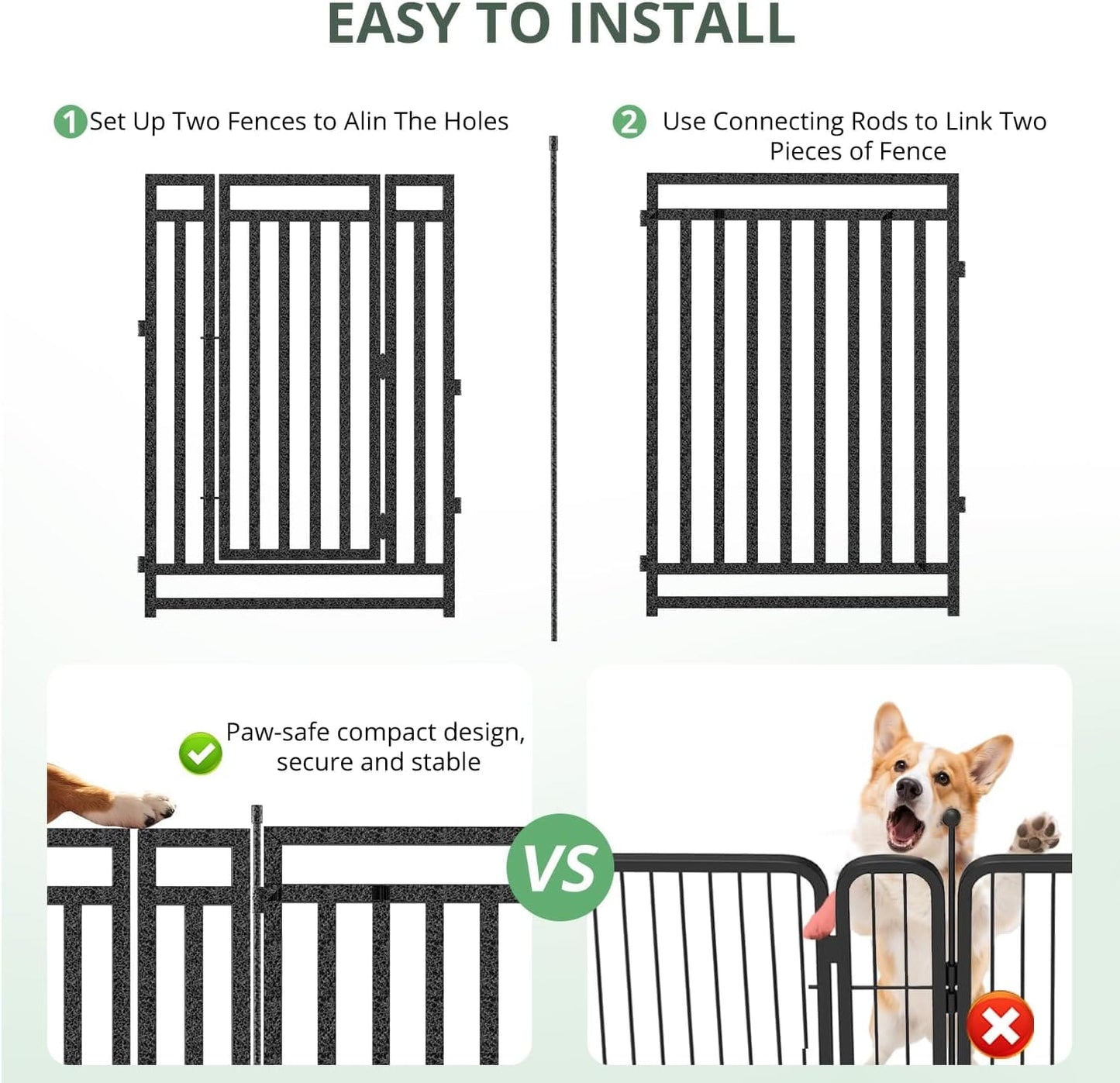 Petorldog Dog Playpen,32"/40" H, 8/16/24/32 Panels,Foldable Metal dog fence outdoor for yard,Camping & RV (Black/Silver) - Petorldog