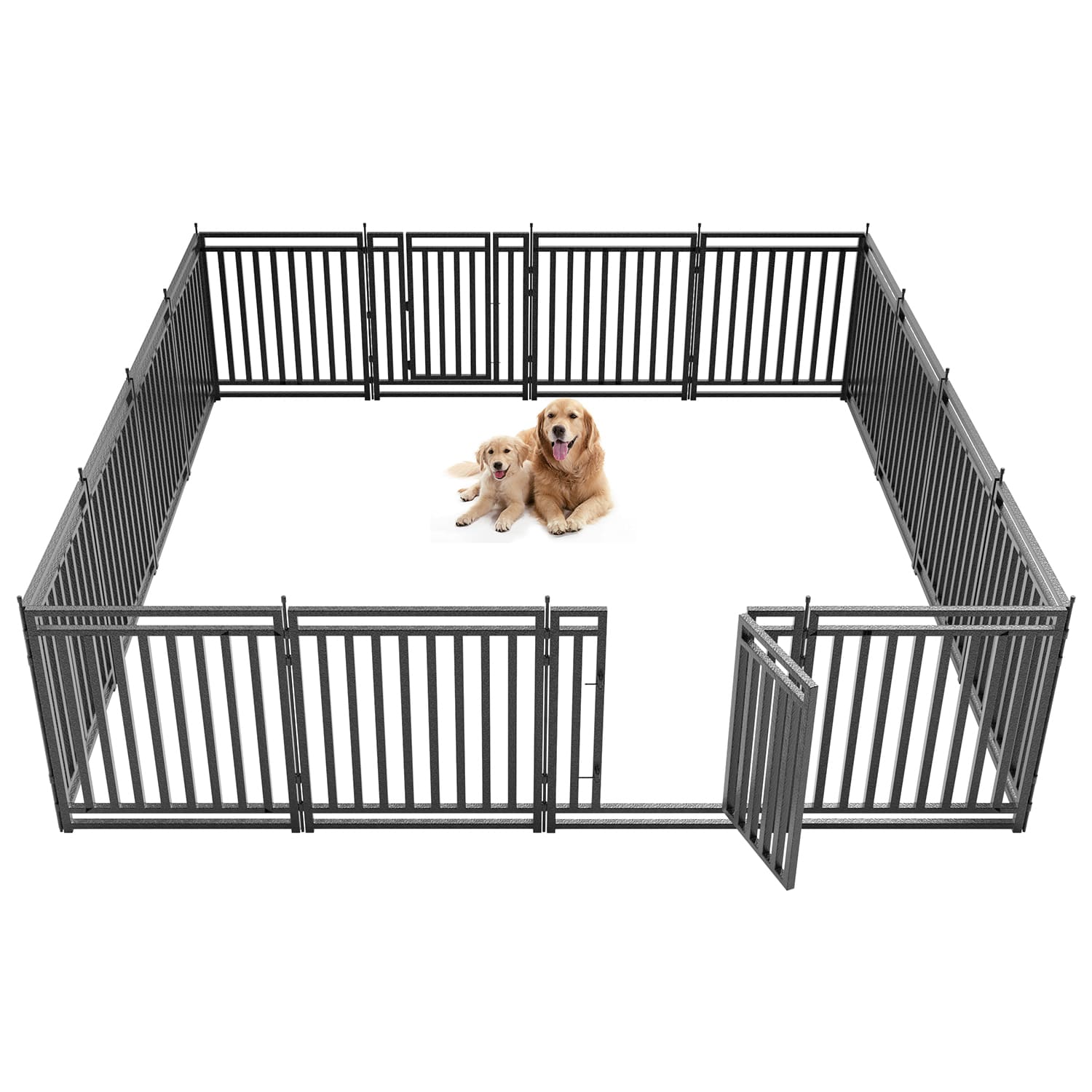 Petorldog Dog Playpen,32"/40" H, 8/16/24/32 Panels,Foldable Metal dog fence outdoor for yard,Camping & RV (Black/Silver) - Petorldog