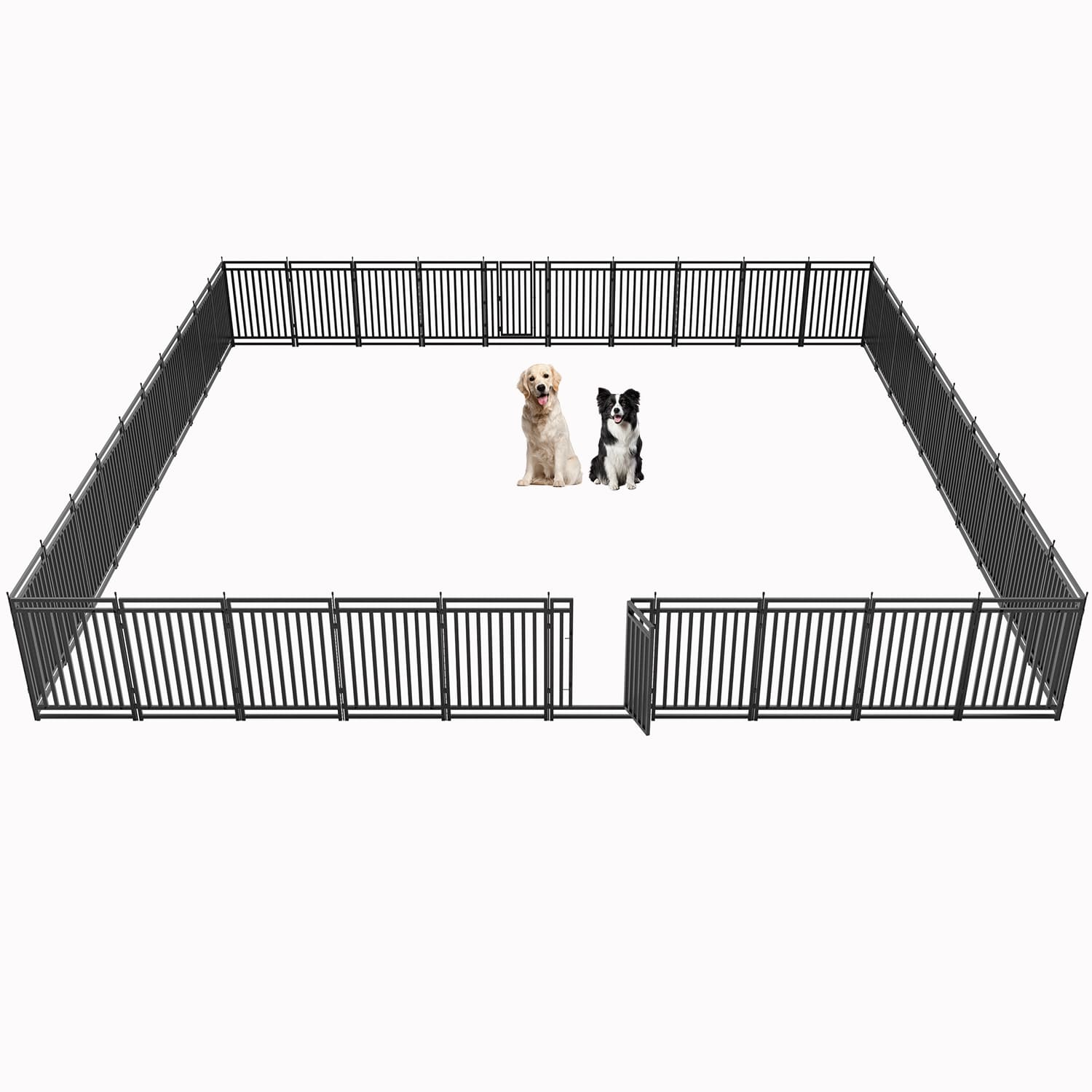 Petorldog Dog Playpen,32"/40" H, 8/16/24/32 Panels,Foldable Metal dog fence outdoor for yard,Camping & RV (Black/Silver) - Petorldog