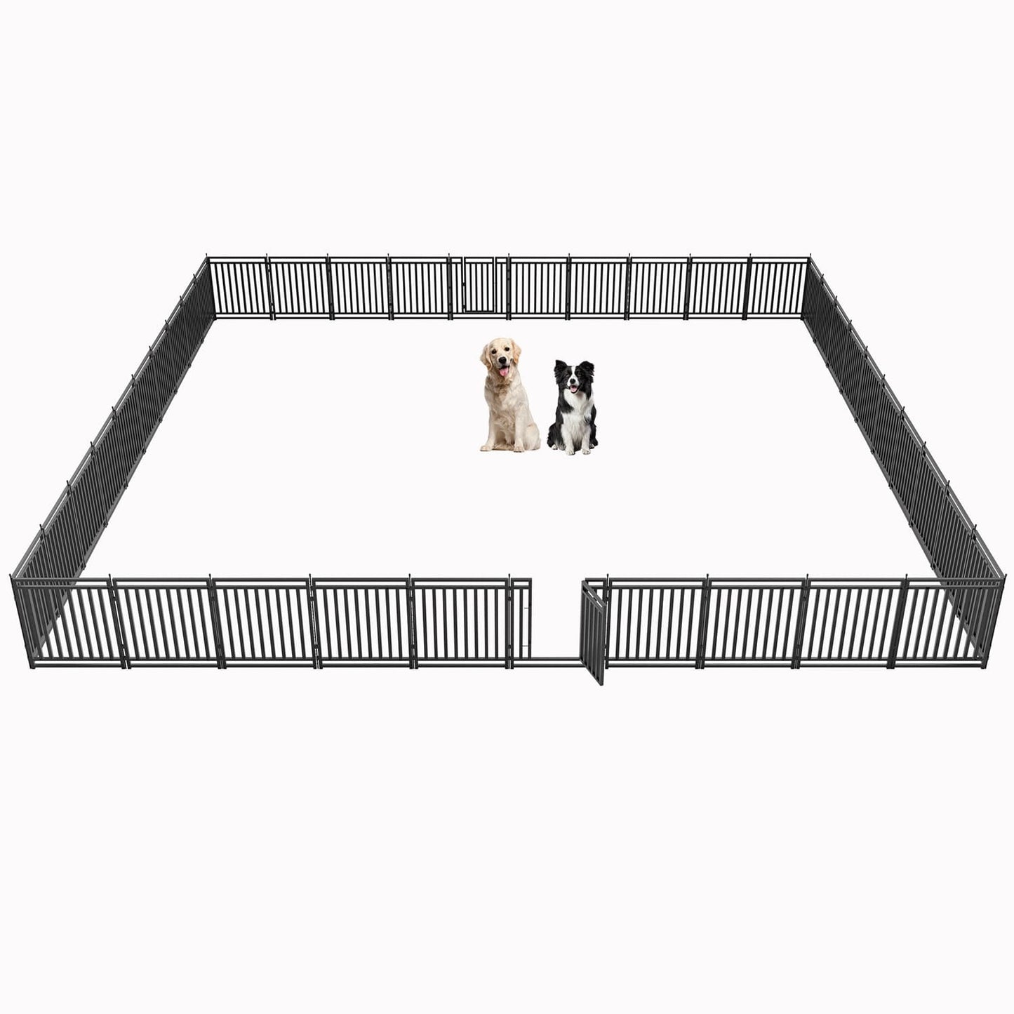Petorldog Dog Playpen,32"/40" H, 8/16/24/32 Panels,Foldable Metal dog fence outdoor for yard,Camping & RV (Black/Silver) - Petorldog