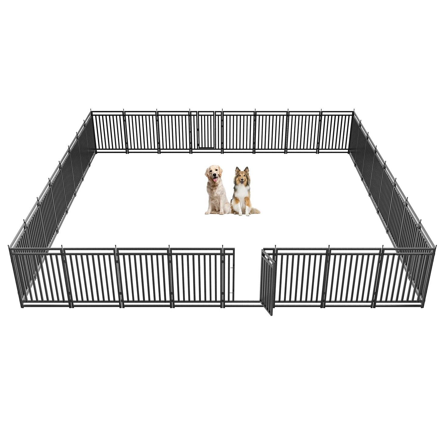 Petorldog Dog Playpen,32"/40" H, 8/16/24/32 Panels,Foldable Metal dog fence outdoor for yard,Camping & RV (Black/Silver) - Petorldog