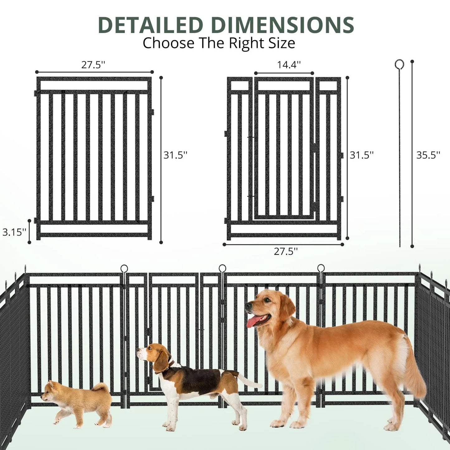Petorldog Foldable Dog Playpen, Available in 32" / 40" Heights with Multiple Panel Options, Ideal for Yards, Outdoor Camping, and RV Use, Suitable for Dogs of All Sizes (Black/Silver). - Petorldog