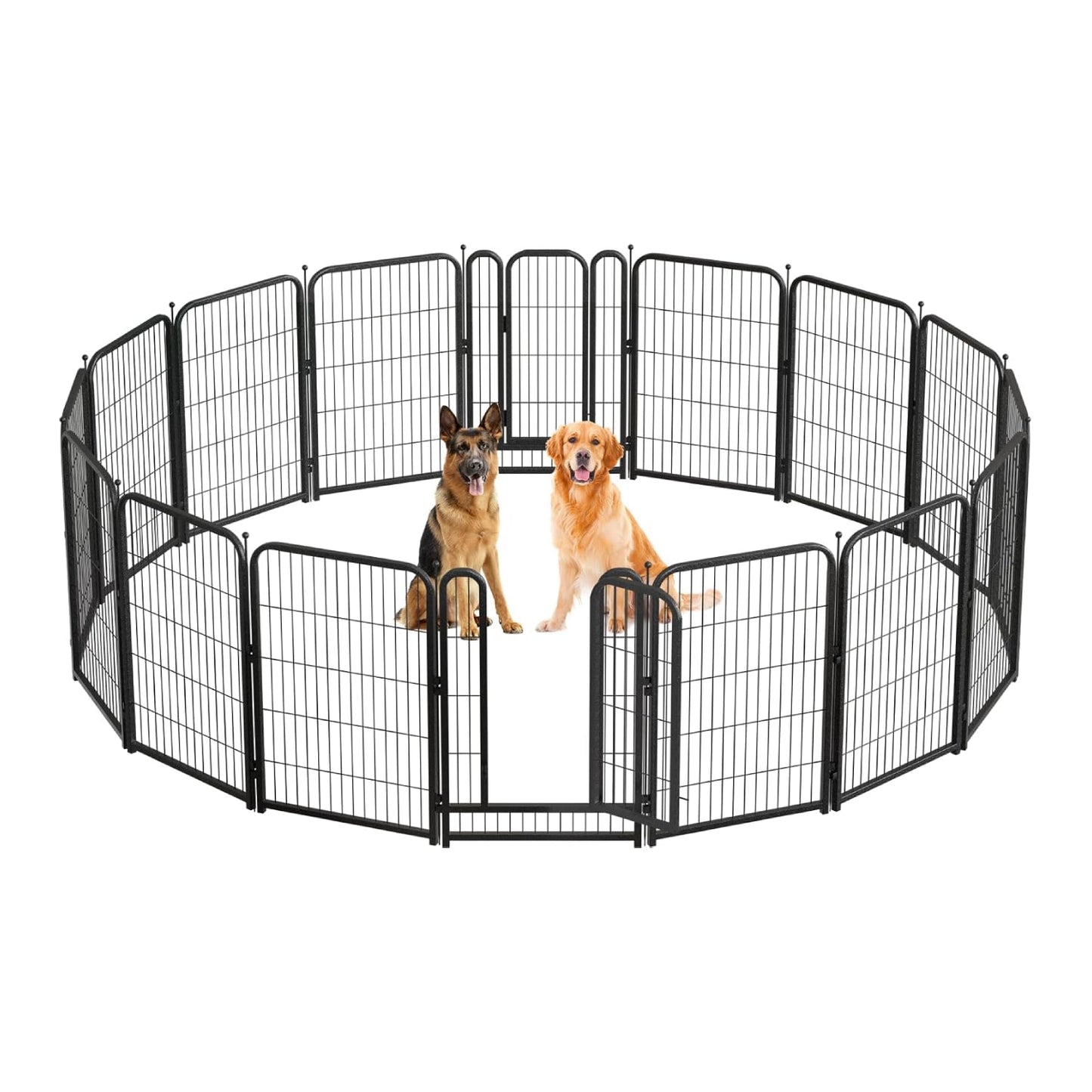 Petorldog Metal Dog Playpen – 24/32/40/45 Inch Height, 8/16/24/32 Panels | Heavy - Duty Dog Fence for Small, Medium & Large Breeds | Indoor & Outdoor Pet Playpen for Yard, Camping, RV – Black & Silver - Petorldog
