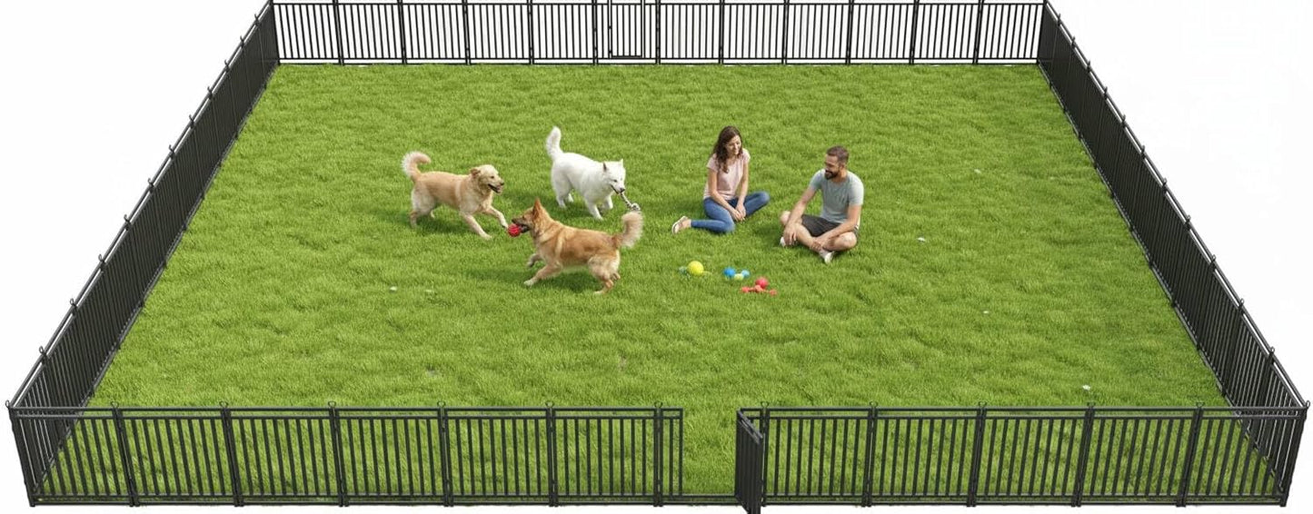 Petorldog Portable Foldable Metal Playpen, Available in 32" and 40" Heights with 8–32 Interlockable Panels, Suitable for Dogs of Various Sizes and Perfect for Yards, RVs, and Outdoor Camping (Black/Silver). - Petorldog