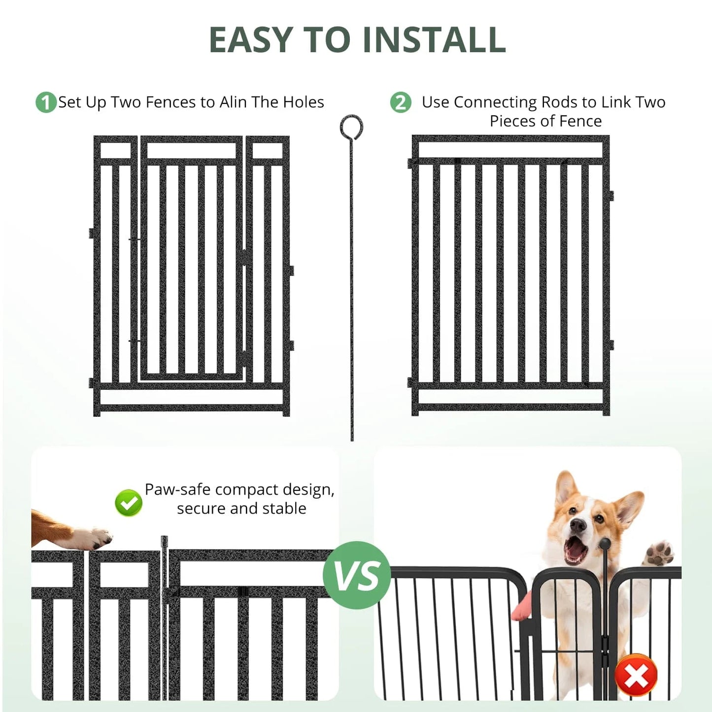 Petorldog Portable Foldable Metal Playpen, Available in 32" and 40" Heights with 8–32 Interlockable Panels, Suitable for Dogs of Various Sizes and Perfect for Yards, RVs, and Outdoor Camping (Black/Silver). - Petorldog