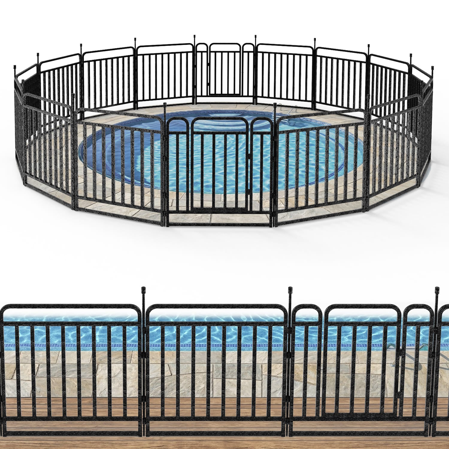 Curved No-Drill Pool Fence