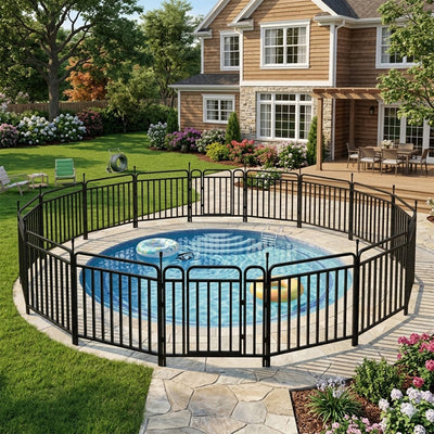 Curved No-Drill Pool Fence