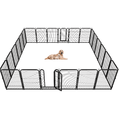 Metal Dog Playpen, 45 Inch Height 16 Panels, Large Dog Fence for Large/Medium/Small Dogs Indoor & Outdoor Bliss, Perfect Dog Pen for Camping, Yard, and RV | Black - Silver - Petorldog