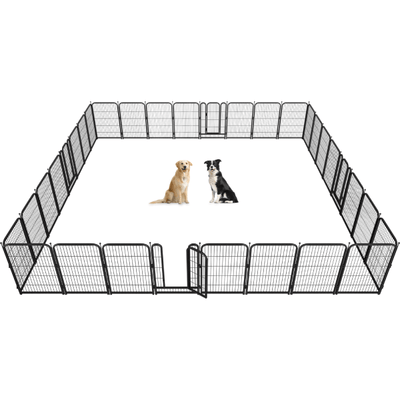 Metal Dog Playpen, 45 Inch Height 16 Panels, Large Dog Fence for Large/Medium/Small Dogs Indoor & Outdoor Bliss, Perfect Dog Pen for Camping, Yard, and RV | Black - Silver - Petorldog