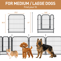Petorldog 40" Metal Dog Playpen, 16 Panels – Indoor/Outdoor Dog Fence for Small/Medium/Large Dogs | Perfect for Camping, Yard & RV | Black - Silver - Petorldog