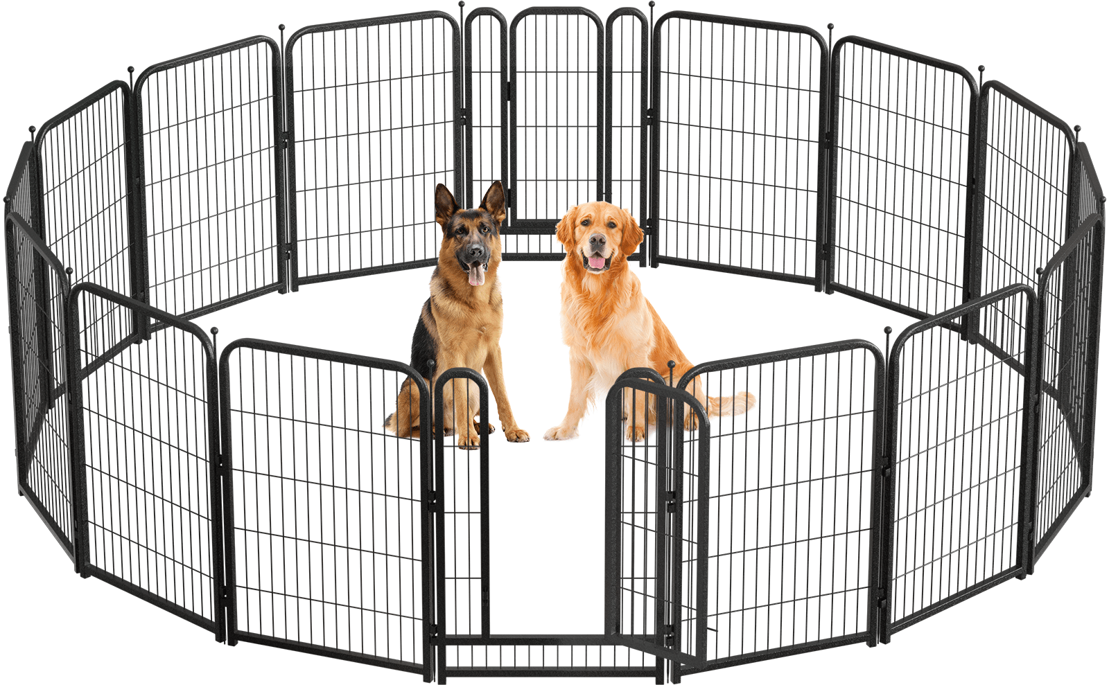 Petorldog 40" Metal Dog Playpen, 16 Panels – Indoor/Outdoor Dog Fence for Small/Medium/Large Dogs | Perfect for Camping, Yard & RV | Black - Silver - Petorldog