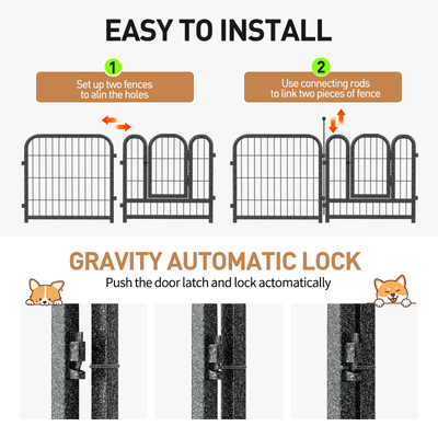 Petorldog 45" Metal Dog Playpen – 8 Panels, Indoor/Outdoor Dog Fence for Small/Medium/Large Dogs | Black - Silver, Perfect for Camping & Yard - Petorldog