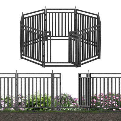 Petorldog Decorative Metal Garden Fence – 32/40 Inch Height, 8/16/24/32 Panels | Outdoor Dog Fence for Small, Medium & Large Dogs | Perfect for Camping, Yard & RV | Black - Silver - Petorldog