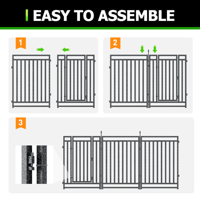 Petorldog Decorative Metal Garden Fence – 32/40 Inch Height, 8/16/24/32 Panels | Outdoor Dog Fence for Small, Medium & Large Dogs | Perfect for Camping, Yard & RV | Black - Silver - Petorldog