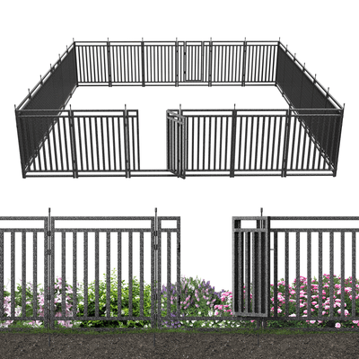 Petorldog Decorative Metal Garden Fence – 32/40 Inch Height, 8/16/24/32 Panels | Outdoor Dog Fence for Small, Medium & Large Dogs | Perfect for Camping, Yard & RV | Black - Silver - Petorldog