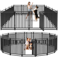 Petorldog Dog Playpen 40 Inch Height" – 16 Panels, Foldable for Large/Medium/Small Dogs Metal Dog Pen for Yard Camping and RV | Black - Silver - Petorldog