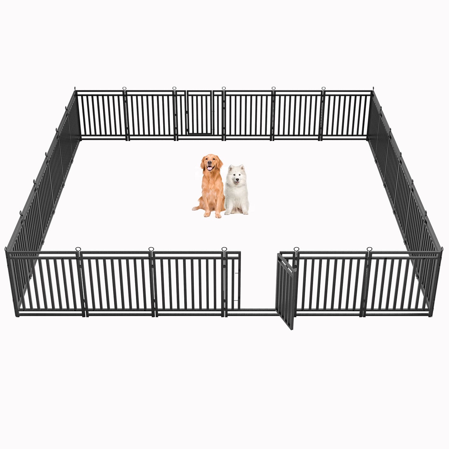 Petorldog Dog Playpen, Foldable Metal Exercise Pen for Small/Medium/Large Dogs – Available in 32" & 40" Heights, 8/16/24/32 Panels, for Yard, Camping & RV (Black - Silver) - Petorldog