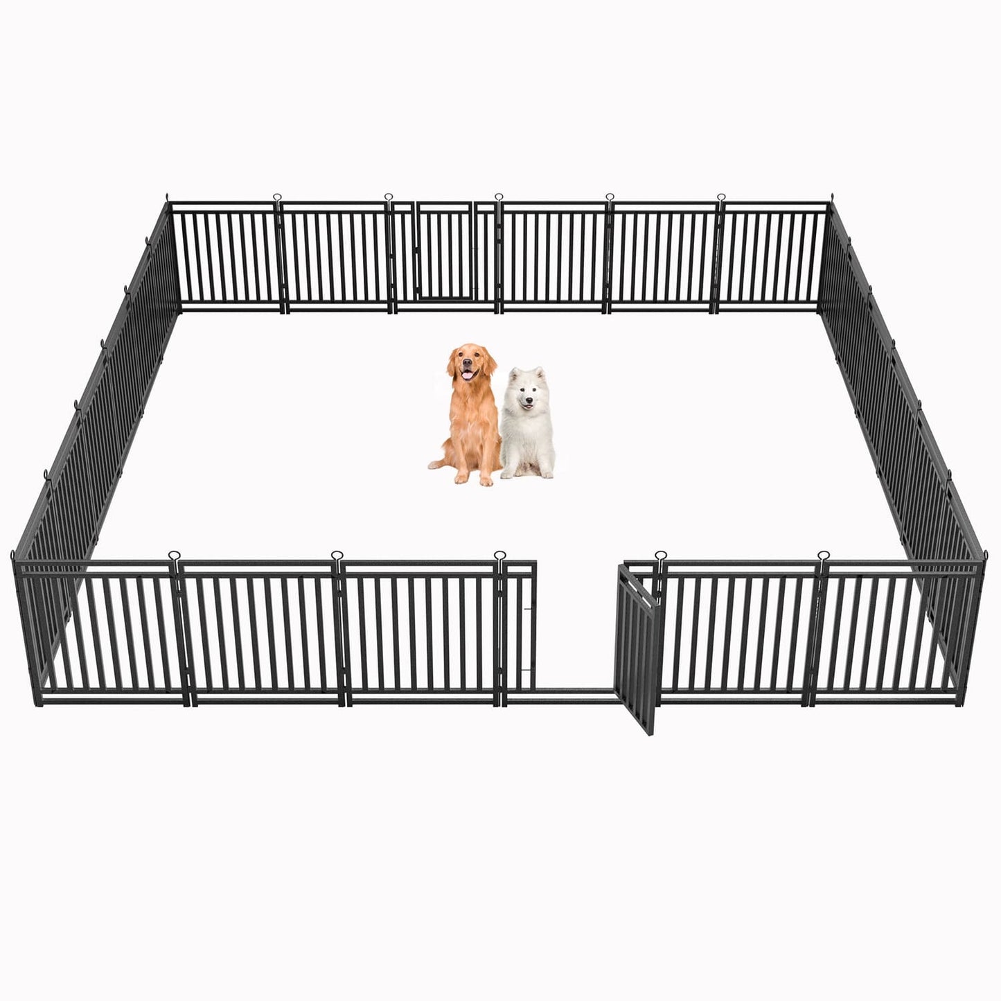 Petorldog Dog Playpen, Foldable Metal Exercise Pen for Small/Medium/Large Dogs – Available in 32" & 40" Heights, 8/16/24/32 Panels, for Yard, Camping & RV (Black - Silver) - Petorldog