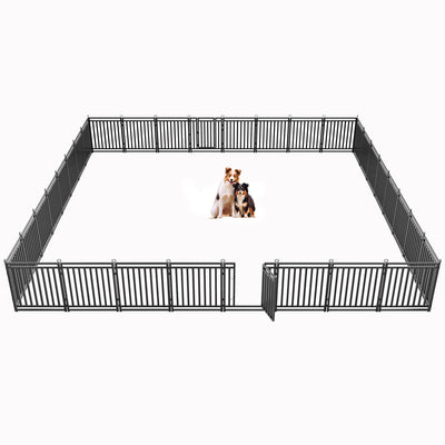 Petorldog Dog Playpen, Foldable Metal Exercise Pen for Small/Medium/Large Dogs – Available in 32" & 40" Heights, 8/16/24/32 Panels, for Yard, Camping & RV (Black - Silver) - Petorldog