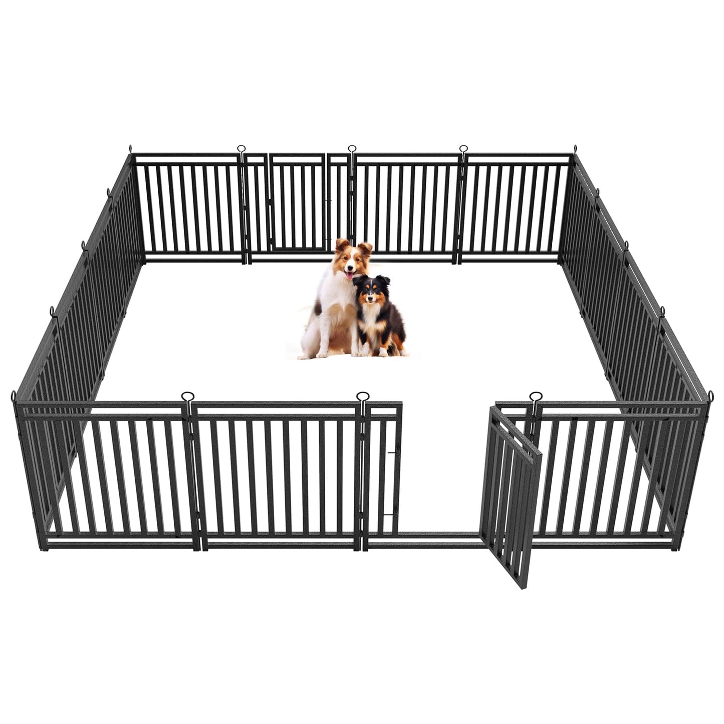 Petorldog Dog Playpen, Foldable Metal Exercise Pen for Small/Medium/Large Dogs – Available in 32" & 40" Heights, 8/16/24/32 Panels, for Yard, Camping & RV (Black - Silver) - Petorldog