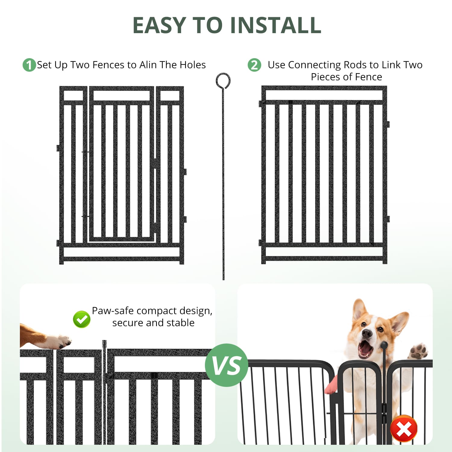 Petorldog Dog Playpen, Foldable Metal Exercise Pen for Small/Medium/Large Dogs – Available in 32" & 40" Heights, 8/16/24/32 Panels, for Yard, Camping & RV (Black - Silver) - Petorldog