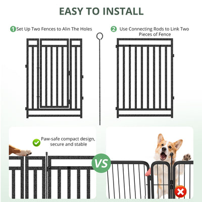 Petorldog Dog Playpen, Foldable Metal Exercise Pen for Small/Medium/Large Dogs – Available in 32" & 40" Heights, 8/16/24/32 Panels, for Yard, Camping & RV (Black - Silver) - Petorldog