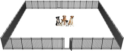 Petorldog Dog Playpen, Foldable Metal Exercise Pen for Small/Medium/Large Dogs – Available in 32" & 40" Heights, 8/16/24/32 Panels, for Yard, Camping & RV (Black - Silver) - Petorldog