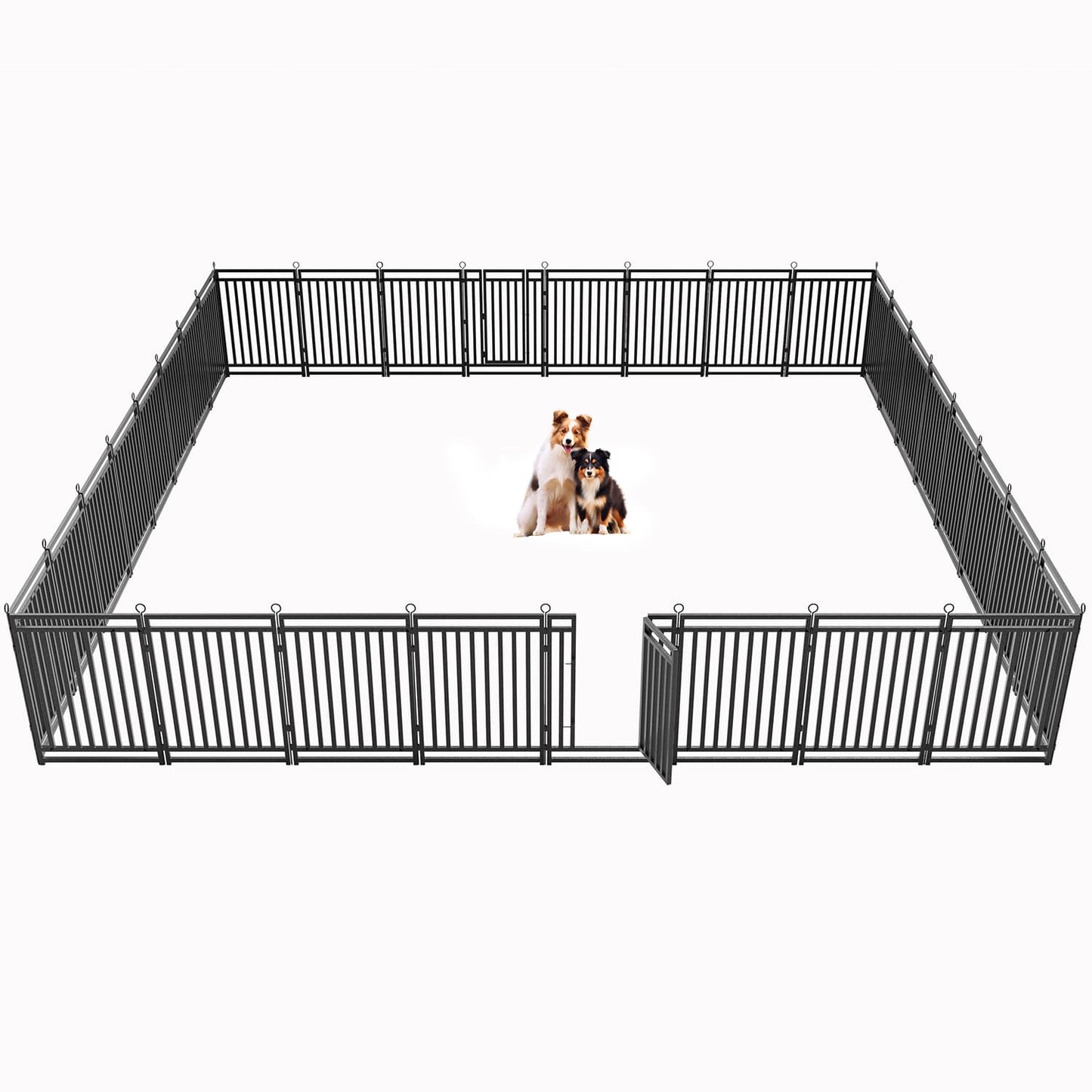 Petorldog Dog Playpen, Foldable Metal Exercise Pen for Small/Medium/Large Dogs – Available in 32" & 40" Heights, 8/16/24/32 Panels, for Yard, Camping & RV (Black - Silver) - Petorldog