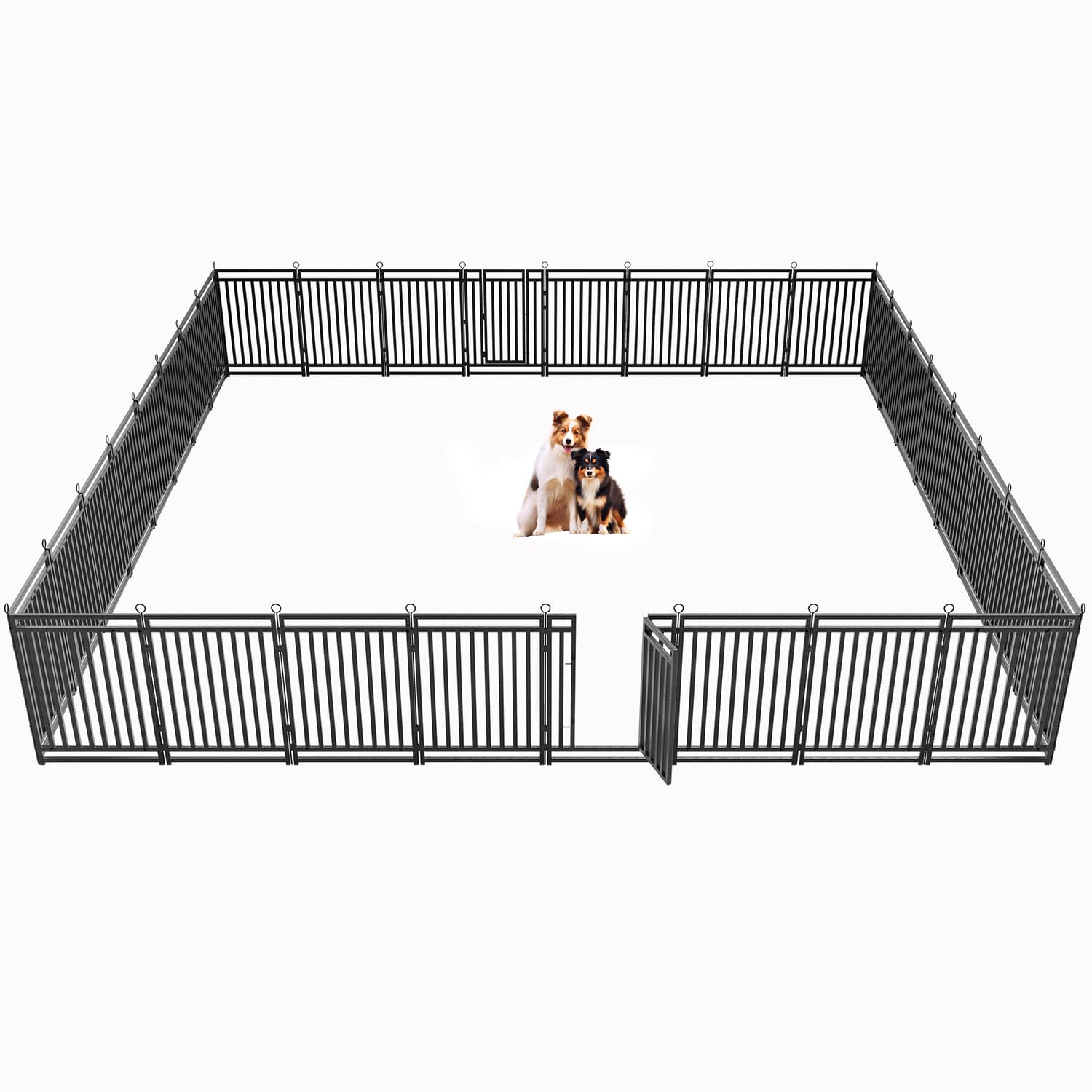 Petorldog Dog Playpen, Foldable Metal Exercise Pen for Small/Medium/Large Dogs – Available in 32" & 40" Heights, 8/16/24/32 Panels, for Yard, Camping & RV (Black - Silver) - Petorldog