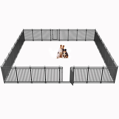 Petorldog Dog Playpen, Foldable Metal Exercise Pen for Small/Medium/Large Dogs – Available in 32" & 40" Heights, 8/16/24/32 Panels, for Yard, Camping & RV (Black - Silver) - Petorldog