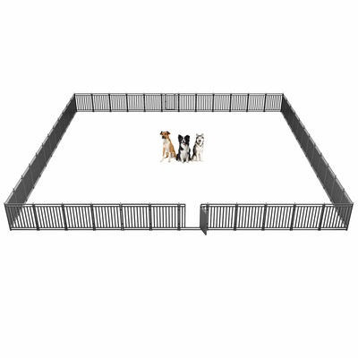 Petorldog Dog Playpen,32"/40" H, 8/16/24/32 Panels，Foldable Metal dog fence outdoor for yard,Camping & RV (Black/Silver) - Petorldog