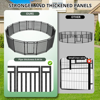 Petorldog Dog Playpen,32"/40" H, 8/16/24/32 Panels，Foldable Metal dog fence outdoor for yard,Camping & RV (Black/Silver) - Petorldog