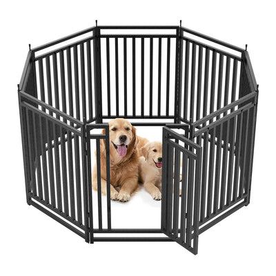 Petorldog Dog Playpen,32"/40" H, 8/16/24/32 Panels，Foldable Metal dog fence outdoor for yard,Camping & RV (Black/Silver) - Petorldog