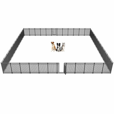 Petorldog Dog Playpen,32"/40" H, 8/16/24/32 Panels，Foldable Metal dog fence outdoor for yard,Camping & RV (Black/Silver) - Petorldog