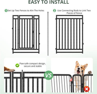 Petorldog Dog Playpen,32"/40" H, 8/16/24/32 Panels，Foldable Metal dog fence outdoor for yard,Camping & RV (Black/Silver) - Petorldog