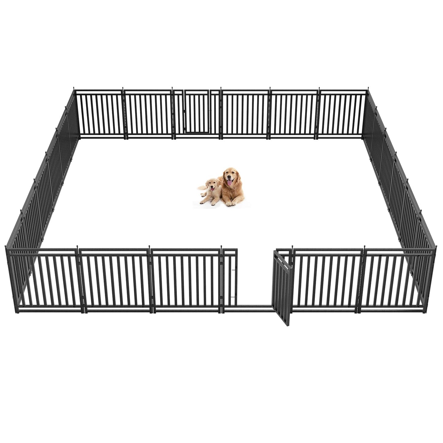 Petorldog Dog Playpen,32"/40" H, 8/16/24/32 Panels，Foldable Metal dog fence outdoor for yard,Camping & RV (Black/Silver) - Petorldog