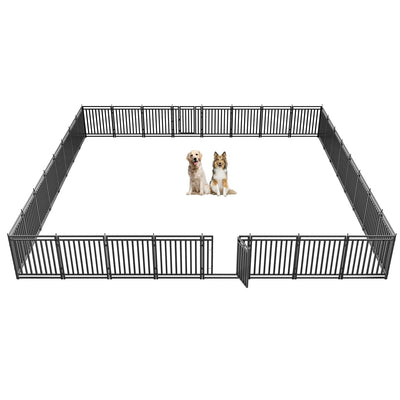 Petorldog Dog Playpen,32"/40" H, 8/16/24/32 Panels，Foldable Metal dog fence outdoor for yard,Camping & RV (Black/Silver) - Petorldog
